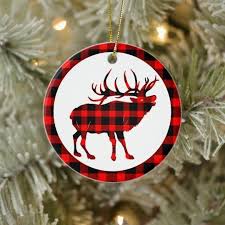 Bull Elk Large Game Plaid Ceramic Ornament Zazzle Com In 2020 Ceramic Ornaments Custom Holiday Card Ornaments