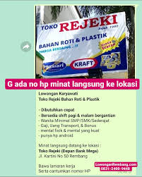 Sumber masanda jaya mampu memproduksi 2 juta pasang sepatu atletik berkualitas dalam sebulan. Tutup Cepat Lowongan Kerja Toko Rejeki Bahan Roti Plastik Cukup Bawa Lamaran Ke Lokasi Lowongan Rembang