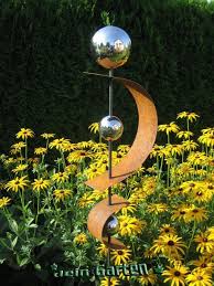 Gartendeko Deko Gartenstecker Stecker Rost Edelrost Edelstahlkugel Beetstecker Zaunspitze Innererfriedenzita Schrottplatzkunst Edelstahlkugeln Garten Deko