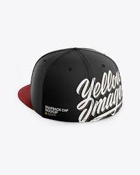 Snapback Cap Mockup Back Half Side View In Apparel Mockups On Yellow Images Object Mockups Mockup Design Mockup Free Mockup Psd
