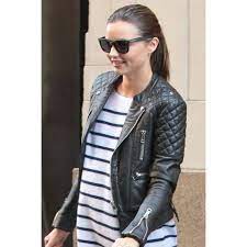 Miranda Kerr Quilted Biker Leather Jacket Sale Womens Black Leather Jacket Balenciaga Leather Jacket Leather Jacket