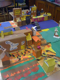 Model Of Colonial Port City Made From Cardboard Boxes Elementary Art Bible School Tailor Shop