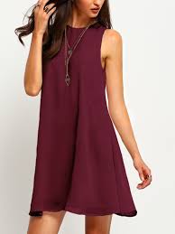 Material Chiffon 100 Polyester Color Burgundy Pattern Type Plain Neckline Round Neck Style Casual Work Type Tank Si Flowy Dress Fashion Casual Dresses