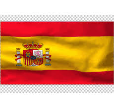Red, yellow and red, the yellow stripe being twice the size of each red stripe. Spain Spanish Waving Flag