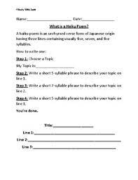 Poetic devices like metaphor, simile. Haiku Template Worksheets Teaching Resources Tpt