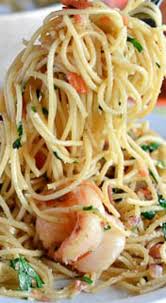 Bacon Shrimp Fettucine Scampi Pasta Dishes Food Seafood Dinner