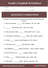 Quality free printables for students, teachers, and homeschoolers. 3rd Grade English Worksheet On Sentence Completion Thumbnail Bookar For Std Free Pdf Fabulous Samsfriedchickenanddonuts