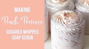 Making Peach Prosecco Sugar Whipped Soap Scrub W Recipe Mo River Soap Whipped Soap Sugar Scrub Whipped Soap Whipped Soap Diy