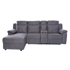 This reclining sofa is 88 inches long, and its seats are 22 inches deep. Hometrend Larusso Modern Neutral Grey Linen Reclining Sectional 99885gryss Rona