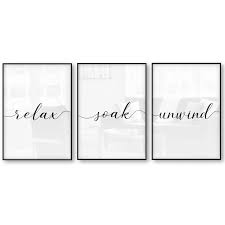 Kertas art carton bahan frame : Kamar Mandi Dinding Seni Poster Dinding Kamar Mandi Dekorasi Bersantai Rendam Bersantai Set 3 Poster Dan Cetakan Hitam Putih Kanvas Gambar Painting Calligraphy Aliexpress
