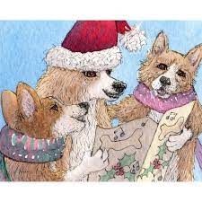 Pembroke Welsh Corgi Dog 5x7 8x10 11x14 Print Pup From Susan Alison Painting Singing Carols Christmas Music Songs Choir Practi Corgi Dog Welsh Corgi Dog Design