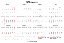 Calendars are great to keep you updated about dates and important events coming ahead. 2021 Calendar With Uk Bank Holidays At Bottom Landscape Layout