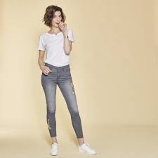Michael kors femmes pantalon jeans taille 42 gris xl skinny avec dentelle np 189. Jean Skinny Avec Broderie Et Dechirures Femme Gris Fonce 3 Suisses