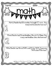 Math Monster Word Problem Freebie Word Problems Word Problem Fun Math Word Problems