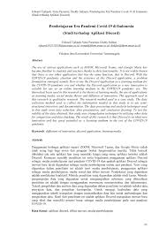Maybe you would like to learn more about one of these? Pdf Pembelajaran Era Pandemi Covid 19 Di Indonesia Studi Terhadap Aplikasi Discord