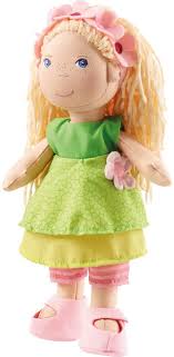 Lay the first strip across the doll's head with the ends hanging in the direction of each ear. Amazon Com Haba Mali 12 Soft Doll With Blonde Hair Blue Eyes And Embroidered Face For Ages 18 Months And Up Toys Games