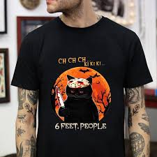 Download Black Cat 6 Feet People Halloween T Shirt Ladies Shirt Hoodie