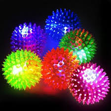6 Pack Of Light Up Flashing Led Spiky Squeaky Balls Random Colors Not For Pets Walmart Com Walmart Com