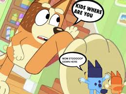 192898 - safe, artist:yingcartoonman, bingo heeler (bluey), bluey heeler ( bluey), chilli heeler (bluey), australian cattle dog, canine, dog, mammal,  semi-anthro, bluey (series), daughter, female, females only, macromicro,  mother, mother and daughter ...