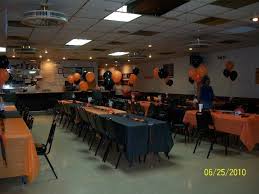 Black And Orange Balloons And Table Covers Graduation Party Centerpieces Graduation Party High Outdoor Graduation Parties