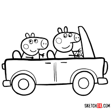 Crayola my little pony coloring pages and stickers, gift for kids, ages 3, 4, 5, 6. How To Draw George Pig With Mummy Pig Riding A Car Step By Step Drawing Tutorials Mummy Pig Drawing For Kids Easy Drawings