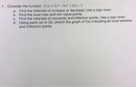 Solved 1 Consider The Function F X 2x3 9x2 12x 3 A Fi