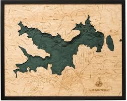 Lake Arrowhead 3 D Nautical Wood Chart 24 5 X 31