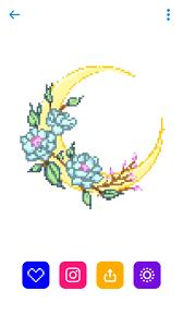 Moon And Flowers Pixel Art Pixel Art How To Wrap Flowers Art