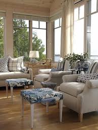 With just one small window in the room, sarah wanted to keep the space light and airy by using a sky blue colour on the walls and ceiling. Love Sarah Richardson Living Room Sarah Richardson Design Beautiful Design Maybe Some Ideas For Our Next Project Cottage Living Rooms Cottage Living Home