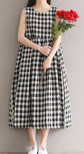 Women Loose Fitting Over Plus Size Black White Plaid Dress Long Maxi Tunic Chic Vestidos Vestidos Bonitos Vestidos Estilosos