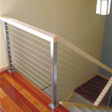 Steel cable and wood fence. 304 316 Stainless Steel Cable Railing For Stair Balcony Fence