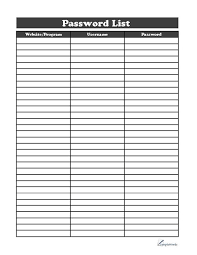 Password List Organizers Download Pdf Document Password Printable Password Keeper Printable Printable Password Tracker