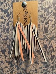 Feather Earrings With Multi Tassles