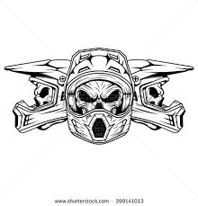 Bike Helmet Clipart Black And White Skull Motocross And Mountain Bike Helmet Inspirasi Desain Grafis Seni Gambar