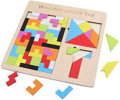 Gemem 3 In 1 Wooden Tetris Puzzle Brain Teasers Toy Tangram Jigsaw Intelligence Colorful Wood 3d Brain Teasers Wood Puzzle Toy Puzzles For Kids