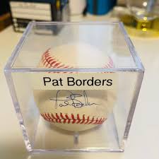 Toronto Blue Jays baseball Pat Borders autograph ball in cube with COA