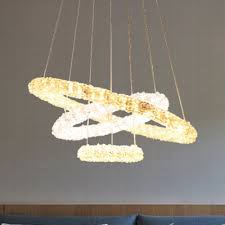 Crystal Beaded Orbit Hanging Lamp Kit Contemporary Chrome Led Chandelier Light Fixture In Warm White Natural Light Takeluckhome Com