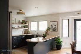 Kitchen Renovation With Dark Cabinets And Open Shelving Bigger Than The Three Of Us Open Kitchen Shelves Kitchen Renovation Diy Kitchen Renovation