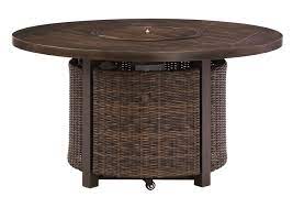 This outdoor fire table is made of sturdy steel material for durability and stability. Paradise Trail Brown Round Fire Pit Table Furniture Distributors Havelock Nc