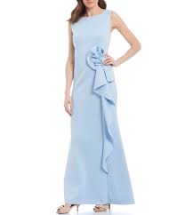 Maybe you would like to learn more about one of these? Jessica Howard Rosette Ruffle Sleeveless Boat Neck Scuba Gown Dillard S