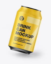 Metallic Drink Can W Matte Finish Mockup In Can Mockups On Yellow Images Object Mockups