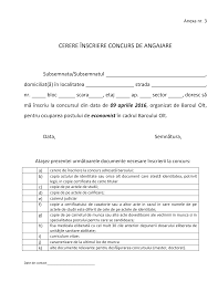 Formular de înscriere la concursul pentru ocuparea postului. 2