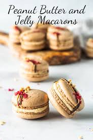 Peanut Butter And Jelly Macarons Recipe Macaron Recipe Macaroon Recipes Peanut Butter