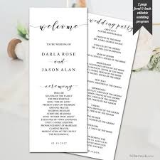 Editable Wedding Program Elegant Modern Design Printable Template Diy Wedding Program P Wedding Program Design Wedding Programs Printable Wedding Programs