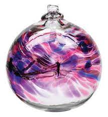 Hand Blown Glass Ornament Globe Birthday Collection February Birthday Orb Ball By Kitras Art Glass Glass Blowing Hand Blown Glass Glass Ornaments