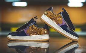 The medial is constructed in muted green and blue. Travis Scott X Nike Air Force 1 Cactus Jack Information Justfreshkicks