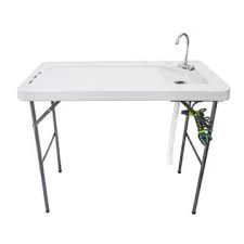 Portable folding fish fillet camping picnic sink faucet table spec of folding fish fillet camping picnic table with sink faucet opening size 115x59x86.5x8cm folding size 116*63*9cm, 9.7/11.2kg frame 25mmx1.0mm steel tube table top hdpe sink faucet without package 1pc/polybag, 1pc/ctn. Winado Folding Fish Cleaning Table With Faucet Sprayer Sink And Drain Hose For Hunting Fillet Cutting Camping Outdoor Sports