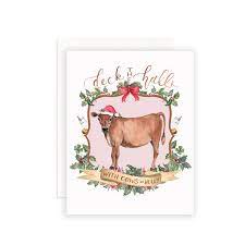 Deck The Halls With Cows Of Holly Greeting Card Watercolor Etsy