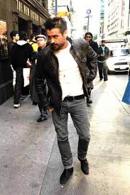 90s Leather Jacket And Rock Style Image Rock Style Men Denim Outfit Men Grey Denim Outfit