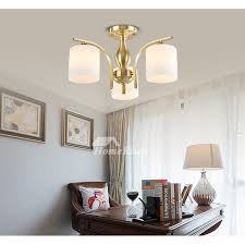Modern Gold Ceiling Lights Semi Flush Living Room Multi Light H65 Brass Glass Shade Decorative E27